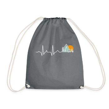 Scooter Heart Pulse Heartbeat Oldtimer old Motorroll - Drawstring Bag - grey - Front
