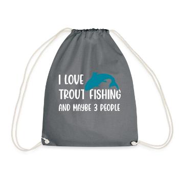 I love Trout Fishing and maybe 3 people - Turnbeutel - Grau - Vorne