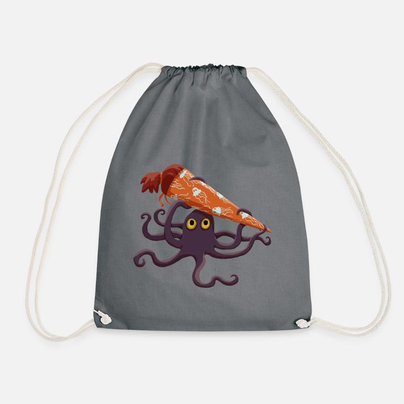 Kraken mit Schultüte - Turnbeutel - Grau