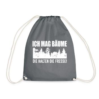 Wald lustiger Spruch ich mag Bäume - Turnbeutel - Grau - Vorne