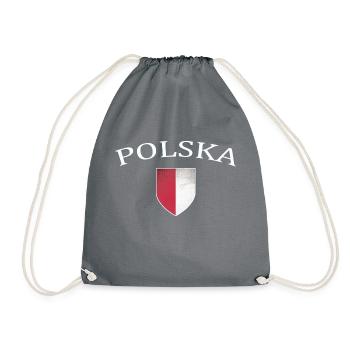 Polen, Polska, Wappen - Turnbeutel - Grau - Vorne