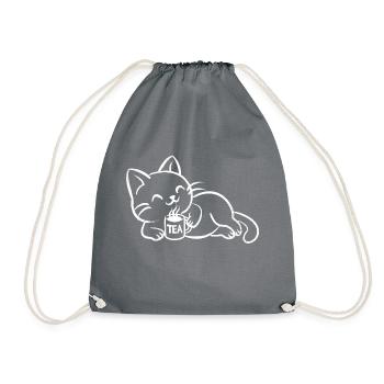 chillin tea cat - Turnbeutel - Grau - Vorne
