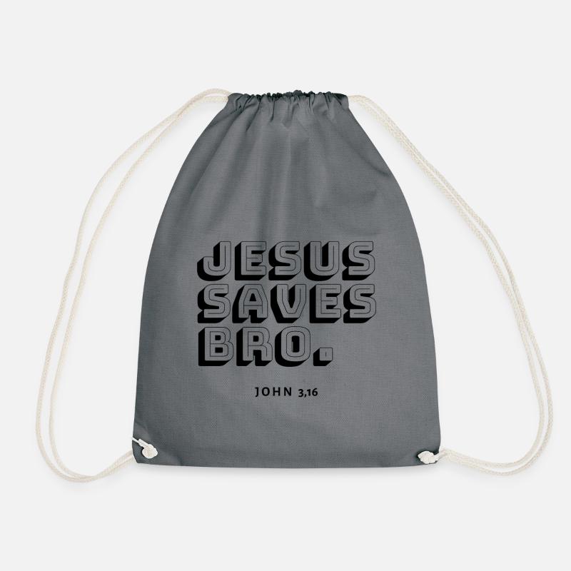 jesus saves bro - Drawstring Bag - grey