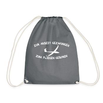 Arbeit gezwungen Segelflieger Tshirt Geschenkidee - Turnbeutel - Grau - Vorne