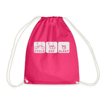CHAINSTORY X Brompton Cycle Eat Sleep - Drawstring Bag - fuchsia - Front
