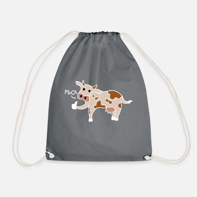 Mool / Cool Cow Thumbs Up (White) - Drawstring Bag - grey