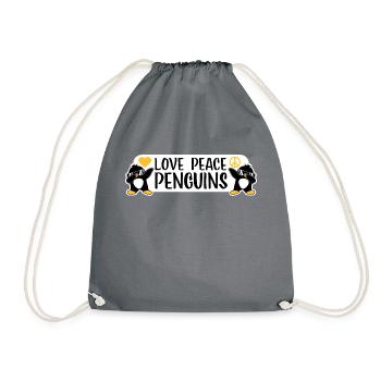 Love Peace Penguins Funny Dab Cool Penguin Dabbing - Drawstring Bag - grey - Front