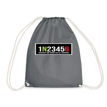 Motorcycle Gears 1N23456 One Down-Five Up - Drawstring Bag - grey - Front