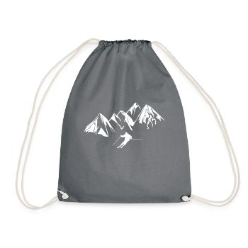 skier mountains - Drawstring Bag - grey - Front