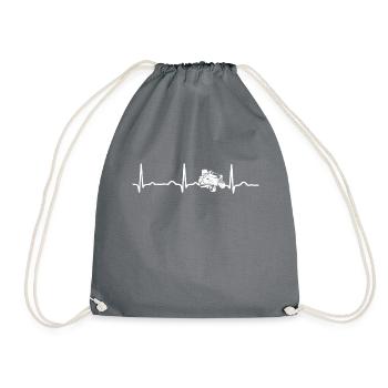 ECG HEARTBEAT RACING MOWERTRACKER white - Drawstring Bag - grey - Front