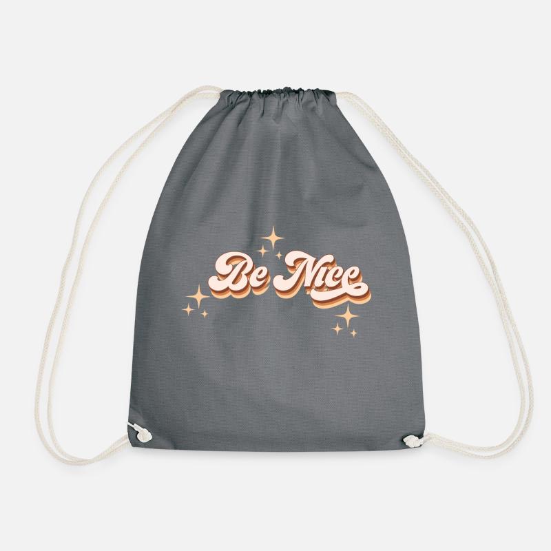 Be nice - Schriftzug mit Sternen - Turnbeutel - Grau