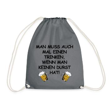 Bier, Durst, Party, feiern, Weihnachten, grillen - Turnbeutel - Grau - Vorne