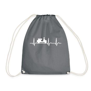EKG Kurve - Herzkurve - Motorroller - Motorrad - Turnbeutel - Grau - Vorne