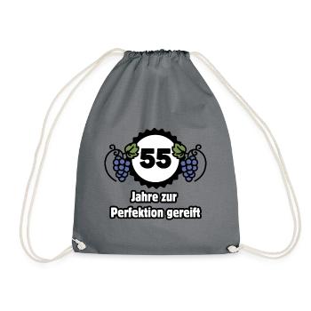 55th Birthday - 55 Years Matured to Perfection - Drawstring Bag - grey - Front