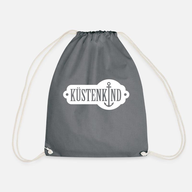 Küstenkind Schild mit Anker - Turnbeutel - Grau