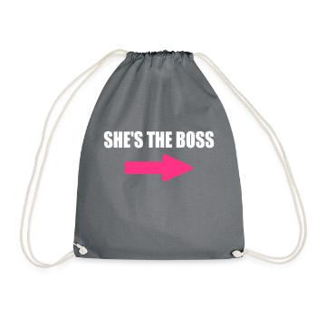 she s the boss - Drawstring Bag - grey - Front
