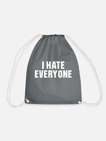 I hate everyone Social Introvert Geschenk - Turnbeutel - Grau