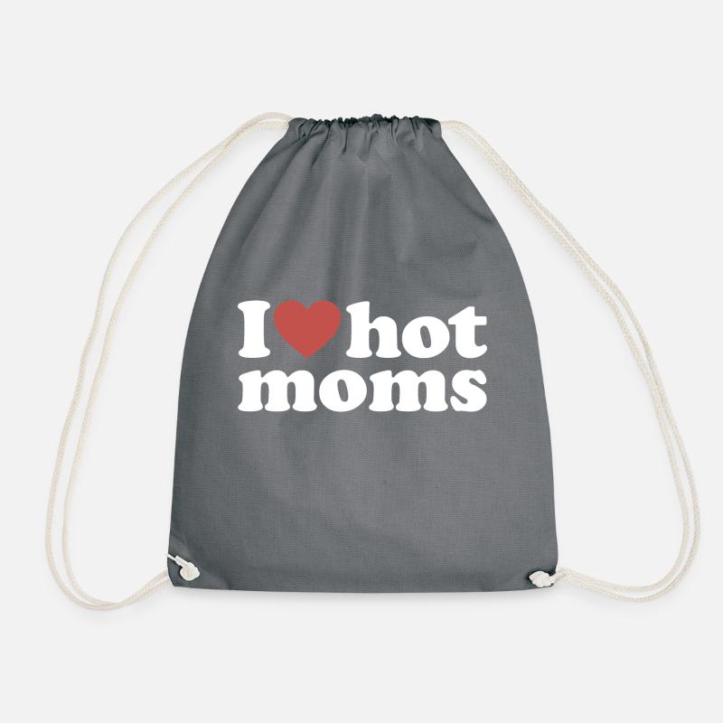 I love hot moms - Drawstring Bag - grey