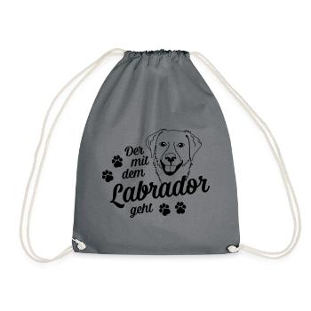 Der mit dem Labrador geht - Turnbeutel - Grau - Vorne