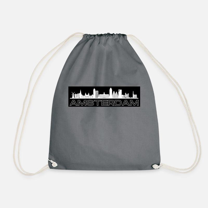 Amsterdam - mit Skyline! - Turnbeutel - Grau