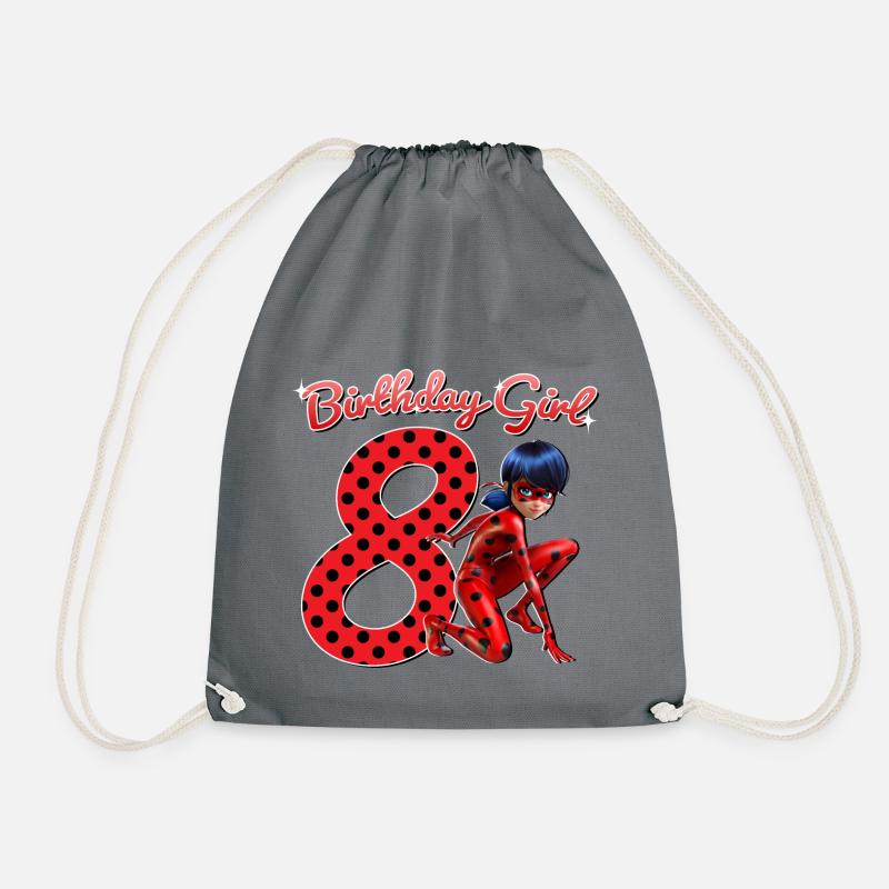 Miraculous Ladybug 8. Geburtstag Outfit Geschenk - Turnbeutel - Grau