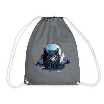 Owl Black Finished - Drawstring Bag - grey - Front