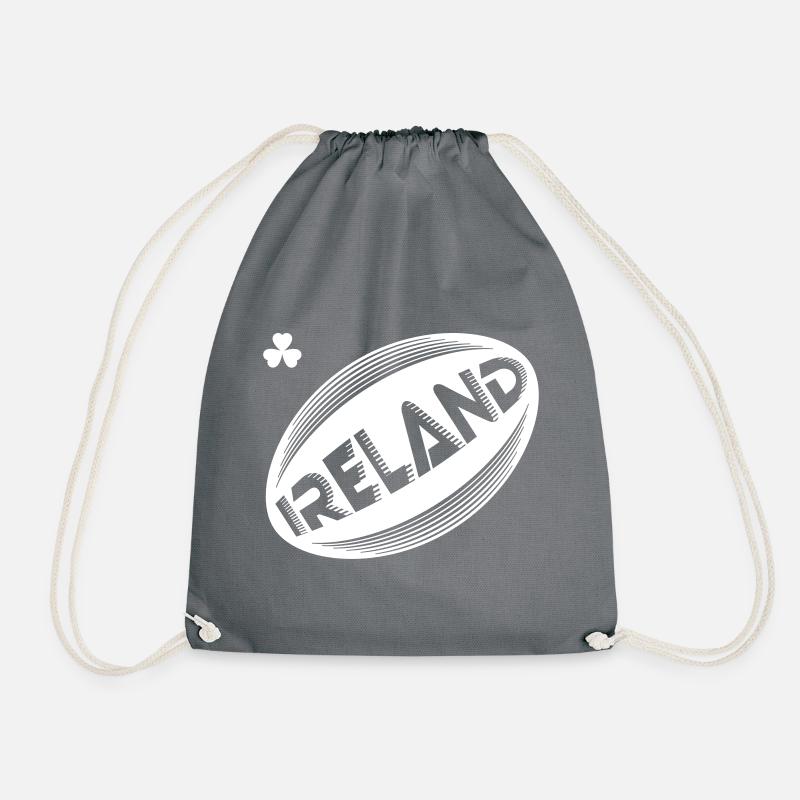 Ireland Rugby Ball - Drawstring Bag - grey