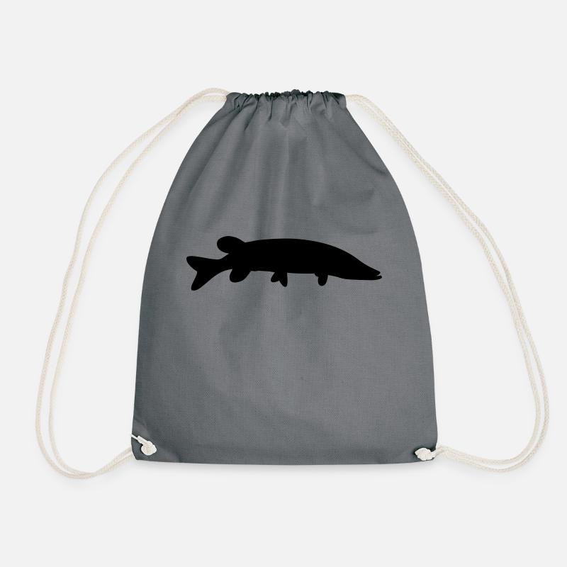 Fish silhouette pike - Drawstring Bag - grey