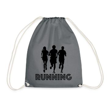 Running | running, sports, training, workout - Drawstring Bag - grey - Front