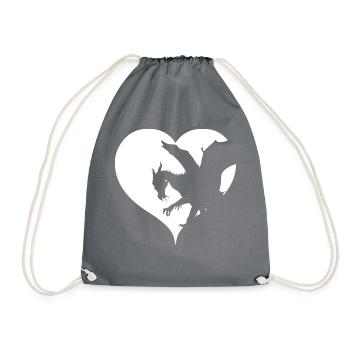 Drache Herz Drachen Fantasy - Turnbeutel - Grau - Vorne