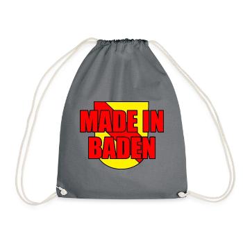 Made in Baden badisch Badner Spruch Sprüche - Turnbeutel - Grau - Vorne