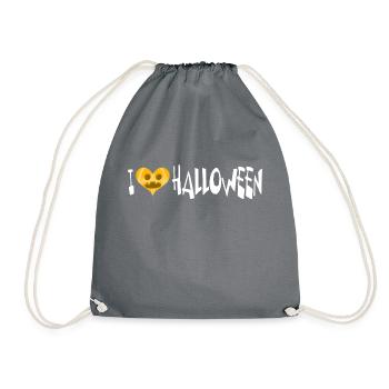 i love halloween I heart pumpkin - Drawstring Bag - grey - Front