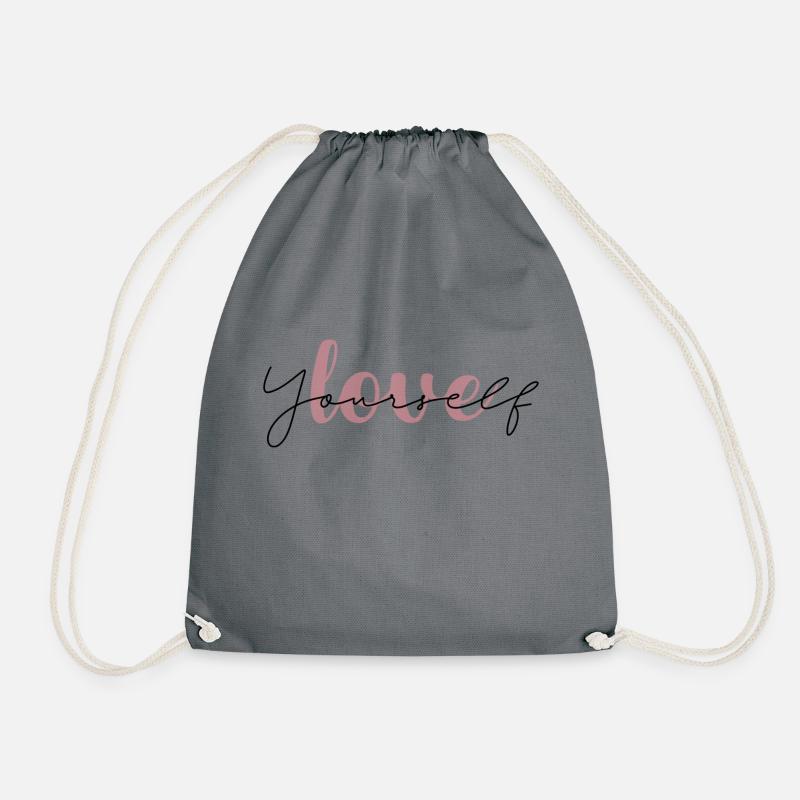 Love yourself - Drawstring Bag - grey