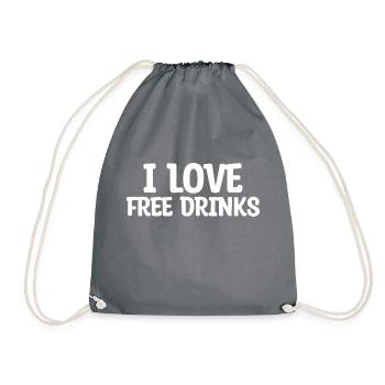 I Love Free Drinks 3 - Turnbeutel - Grau - Vorne