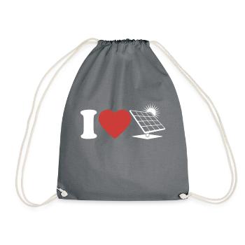 I Love Photovoltaics - Heart - Renewable Energy - Drawstring Bag - grey - Front