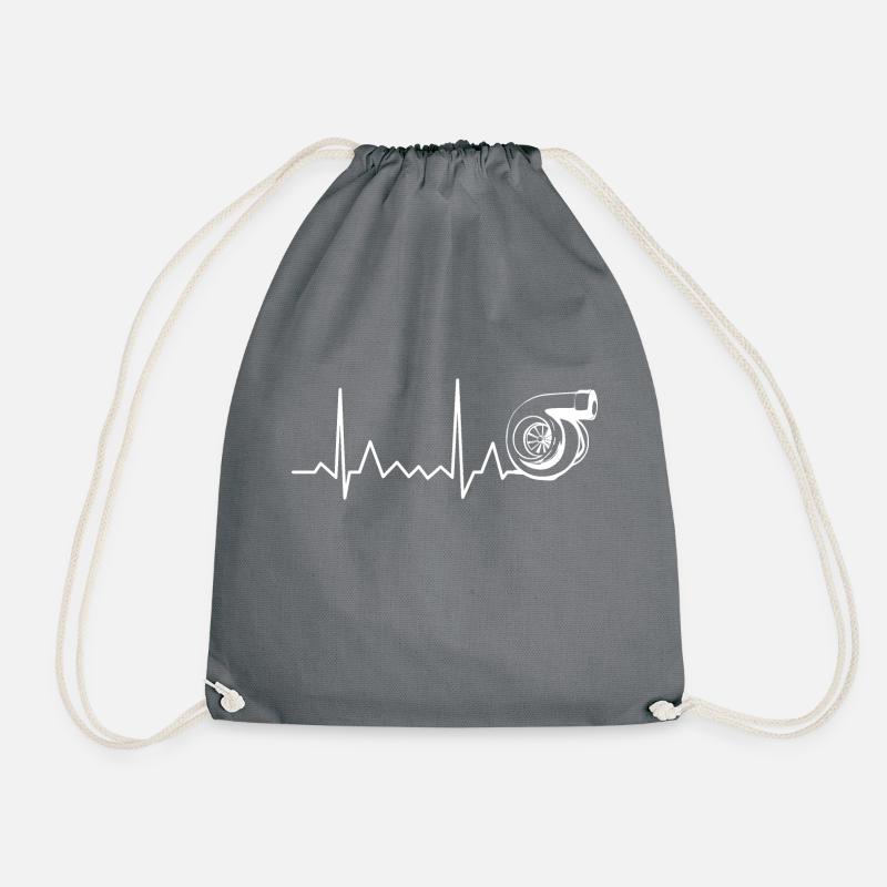 Turbolader Herzschlag EKG Tuning - Turnbeutel - Grau