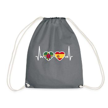 Dominica Spain Heartbeat Flag Dominicans - Drawstring Bag - grey - Front