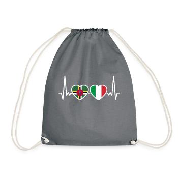 Dominica Italien Herzschlag Flagge Dominicaner - Turnbeutel - Grau - Vorne