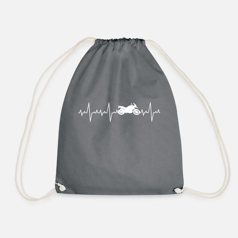 Motorcycle Heartbeat ECG - Drawstring Bag - grey