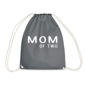 Mama Mom of two Spruch Elternzeit Kinder - Turnbeutel - Grau - Vorne