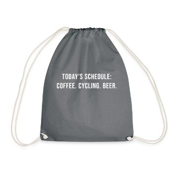Today's program - coffee, cycling and beer - Drawstring Bag - grey - Front