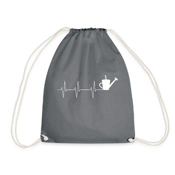 Garden gardening watering can heartbeat - Drawstring Bag - grey - Front