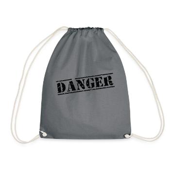 danger dangerous danger caution - Drawstring Bag - grey - Front