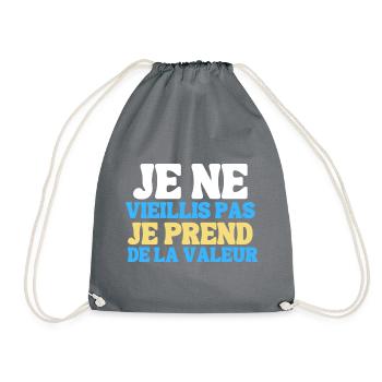 Je ne vieillis pas je prend de la valeur humour - Sac de sport léger - gris - Devant