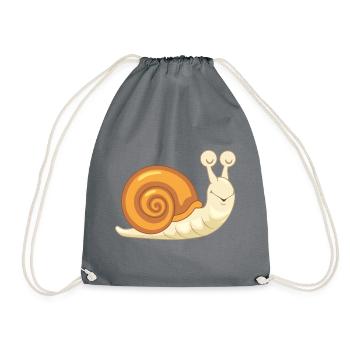 Sleeping funny snail - Drawstring Bag - grey - Front