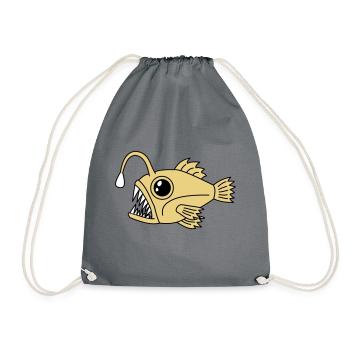Laternenfisch Tiefsee Anglerfisch Raubfisch Grafik - Turnbeutel - Grau - Vorne
