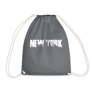 New York USA Stadt Skyline Manhattan Queens - Turnbeutel - Grau - Vorne