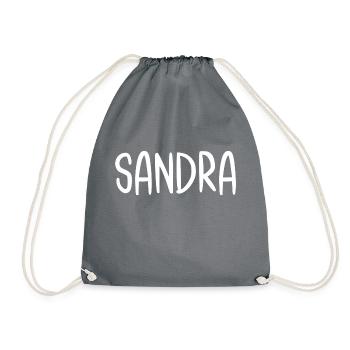 Sandra Custom Name Font Text Birthday - Drawstring Bag - grey - Front