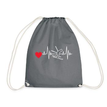 Skiing Christmas Skiers Ski Wintersport - Drawstring Bag - grey - Front