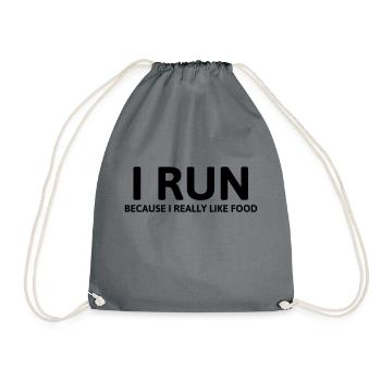 I run because I really like food - Drawstring Bag - grey - Front
